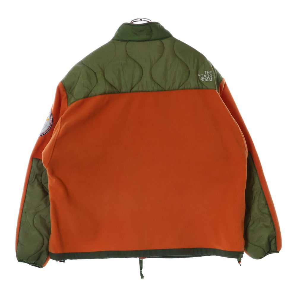 READY MADE(レディメイド) 20AW FLEECE JACKET 刺繍 ロゴ キルティング 切替 フリース ジャケット カーキ/オレンジ RE-P0-00-110