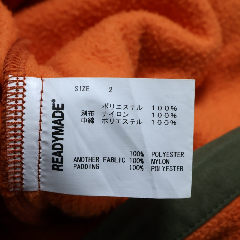 READY MADE(レディメイド) 20AW FLEECE JACKET 刺繍 ロゴ キルティング 切替 フリース ジャケット カーキ/オレンジ RE-P0-00-110