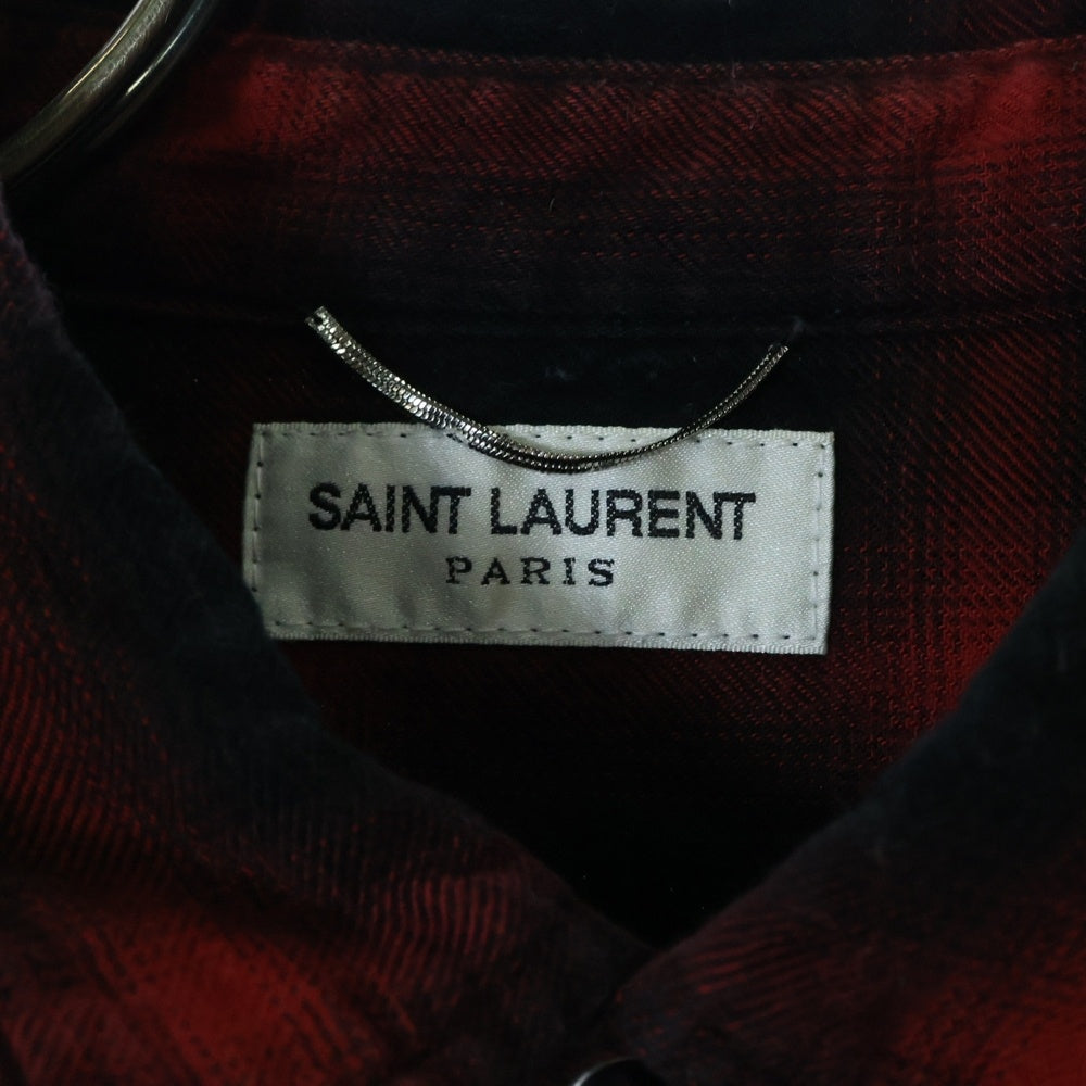 SAINT LAURENT PARIS(サンローランパリ) 15AW Plaid Western Shirt プレイド ウエスタン オンブレチェック 長袖 シャツ レッド 398063 Y9521