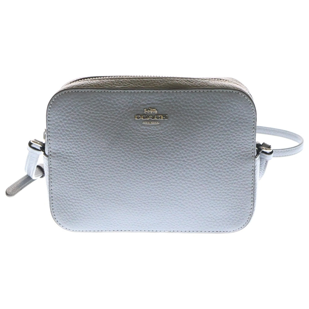 COACH(コーチ) ロゴプレート付き レザーショルダーバッグ グレー レディース