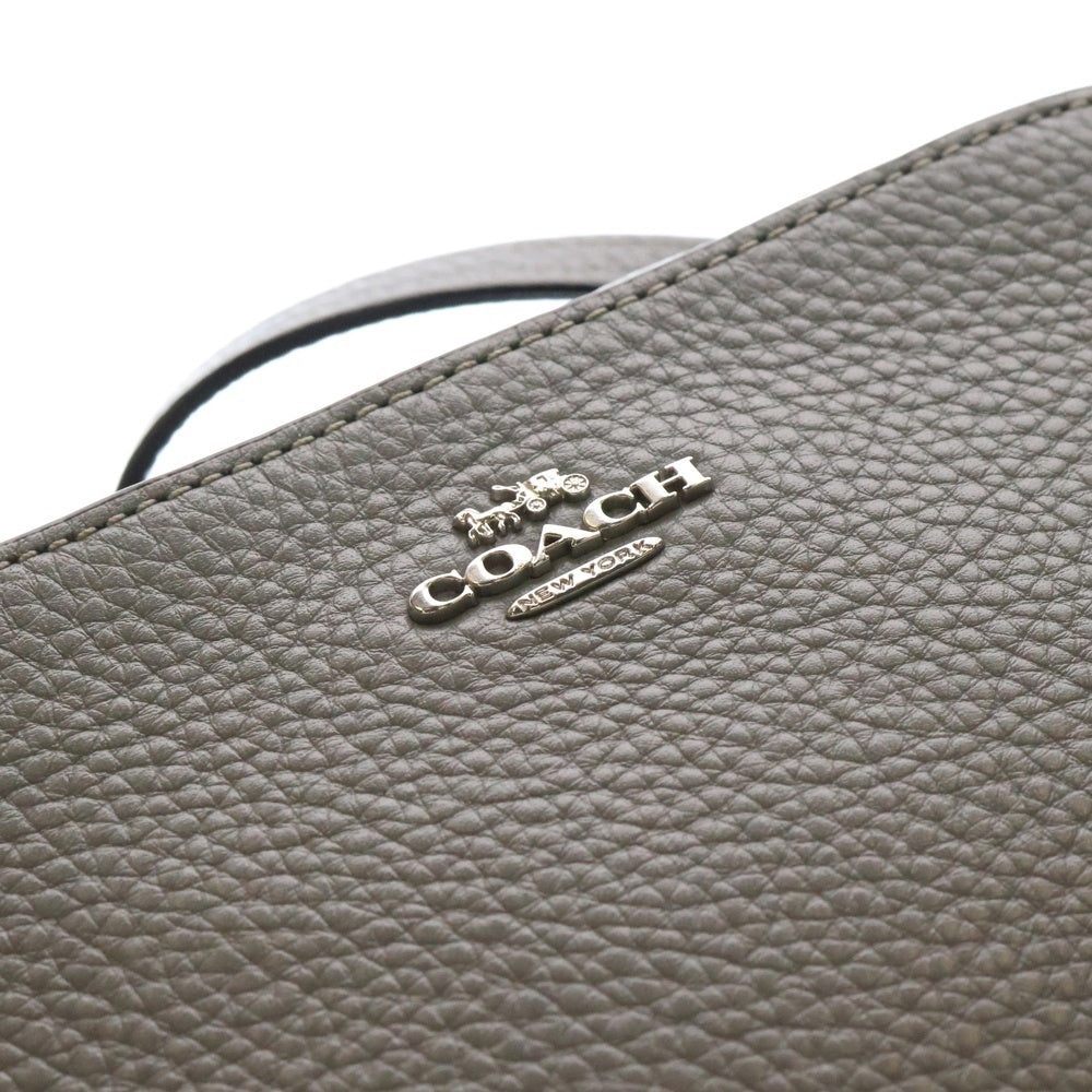 COACH(コーチ) ロゴプレート付き レザーショルダーバッグ グレー レディース