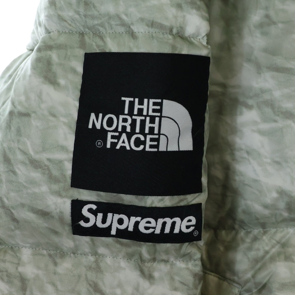 SUPREME(シュプリーム) 19AW ×THE NORTH FACE Paper Print Nuptse Jacket ND91806I ザ ノースフェイス ペーパープリント ヌプシ ナイロン ダウンジャケット ブラック/グレー