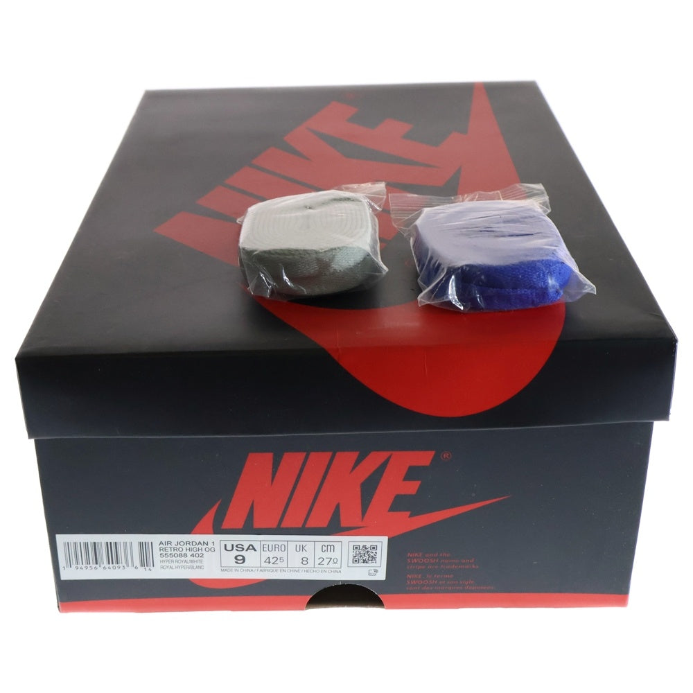 NIKE(ナイキ) AIR JORDAN 1 Hyper Royal エアジョーダン 1 ハイパーロイヤル ハイカットスニーカー ホワイト/ブルー US9/27cm 555088-402