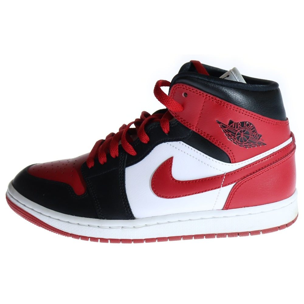 NIKE(ナイキ) WMNS AIR JORDAN 1 MID BRED TOE ウィメンズ エアジョーダン1 ブレッドトゥ ミッドカットスニーカー ブラック/レッド US10/27.0cm BQ6472-079