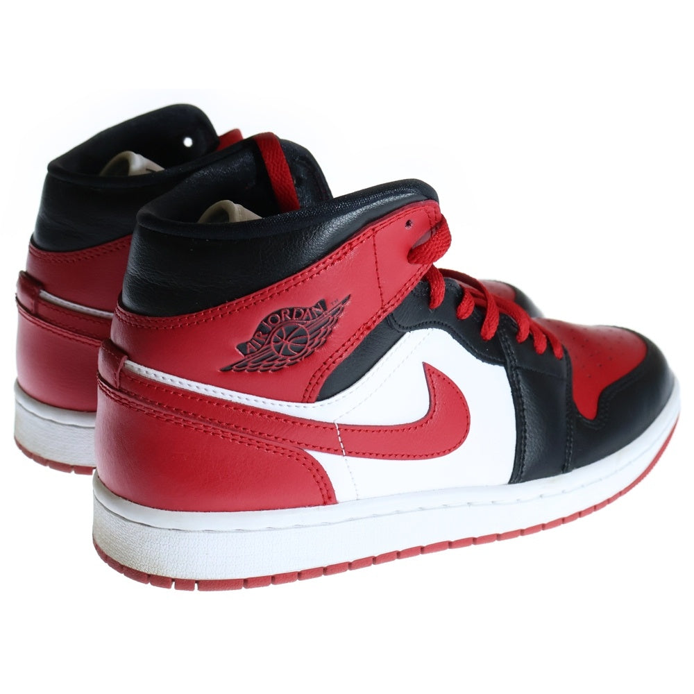 NIKE(ナイキ) WMNS AIR JORDAN 1 MID BRED TOE ウィメンズ エアジョーダン1 ブレッドトゥ ミッドカットスニーカー ブラック/レッド US10/27.0cm BQ6472-079