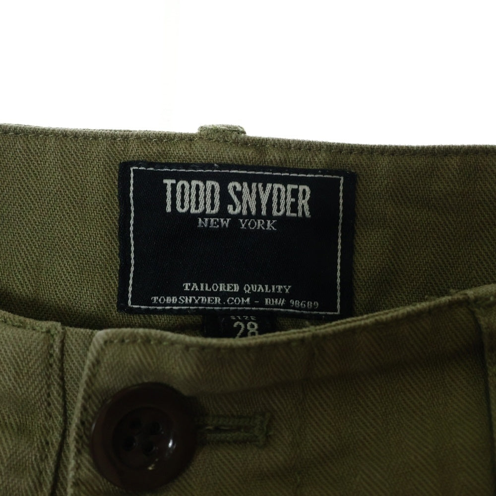 TODD SNYDER(トッドスナイダー) ヘリンボーン 6P コットン ボタンフライ カーゴパンツ カーキ