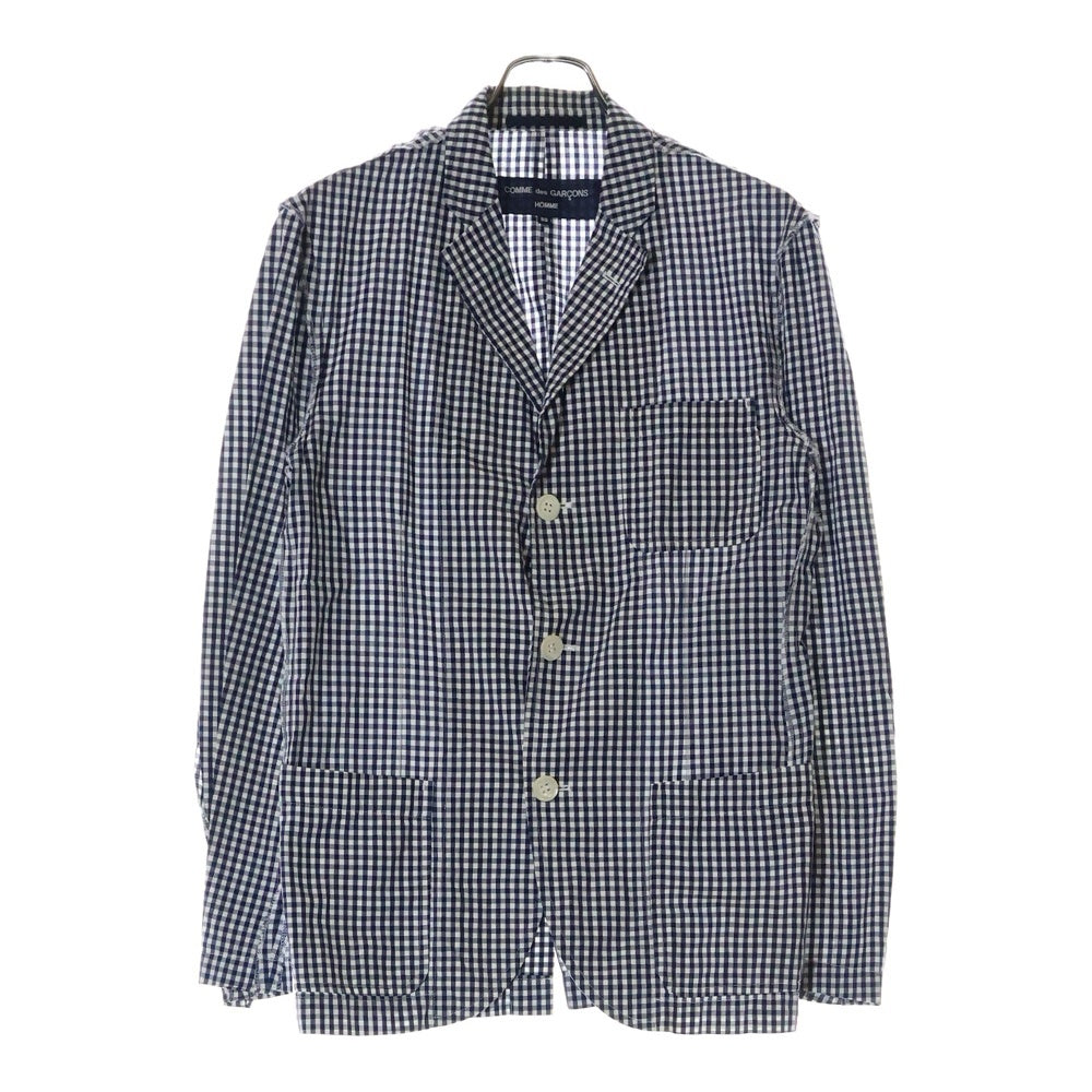 COMME des GARCONS HOMME(コムデギャルソンオム) 07SS AD2006 3B ギンガムチェック コットン ノッチドラペル テーラードジャケット ネイビー/ホワイト HS-J123