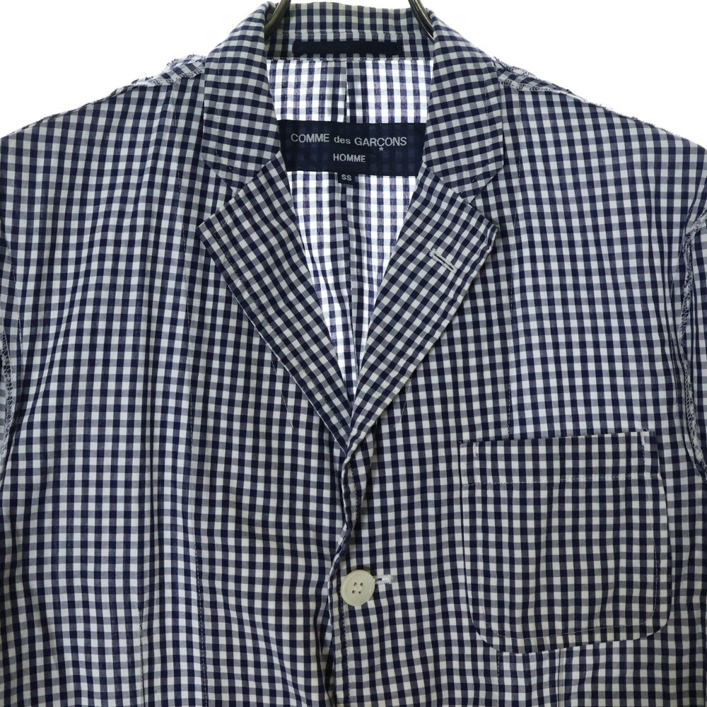 COMME des GARCONS HOMME(コムデギャルソンオム) 07SS AD2006 3B ギンガムチェック コットン ノッチドラペル テーラードジャケット ネイビー/ホワイト HS-J123