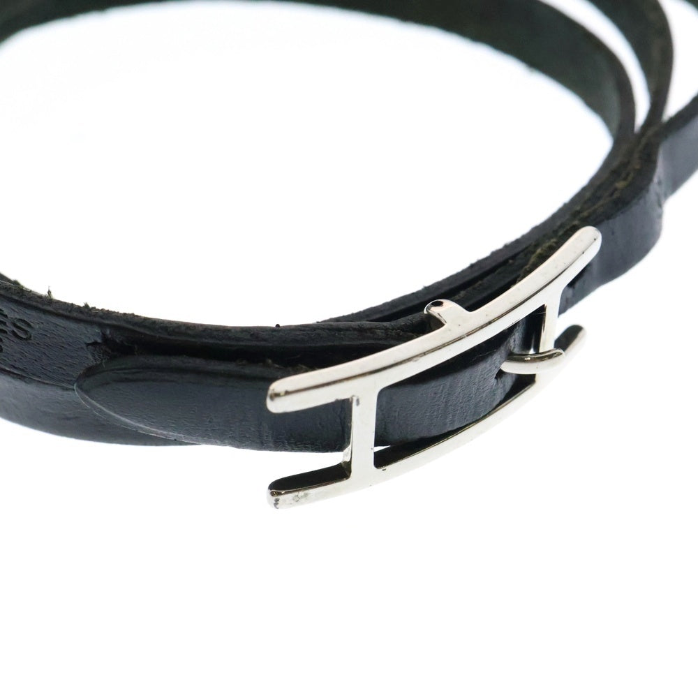 HERMES(エルメス) アピ3 レザー ロング ブレスレット ブラック