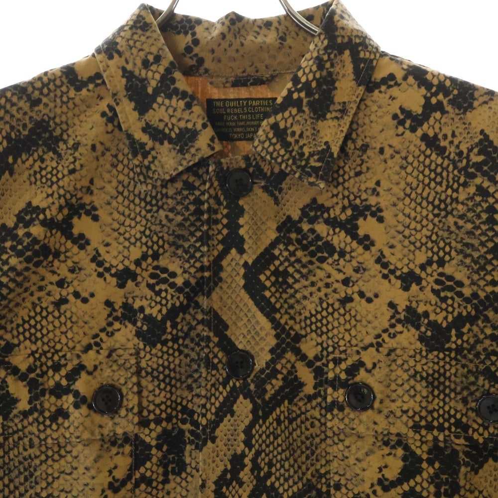WACKO MARIA(ワコマリア) PYTHON ARMY SHIRT TYPE-1 パイソン柄 グラフィックエンブロイダリー アーミー シャツジャケット ブラウン/ゴールド