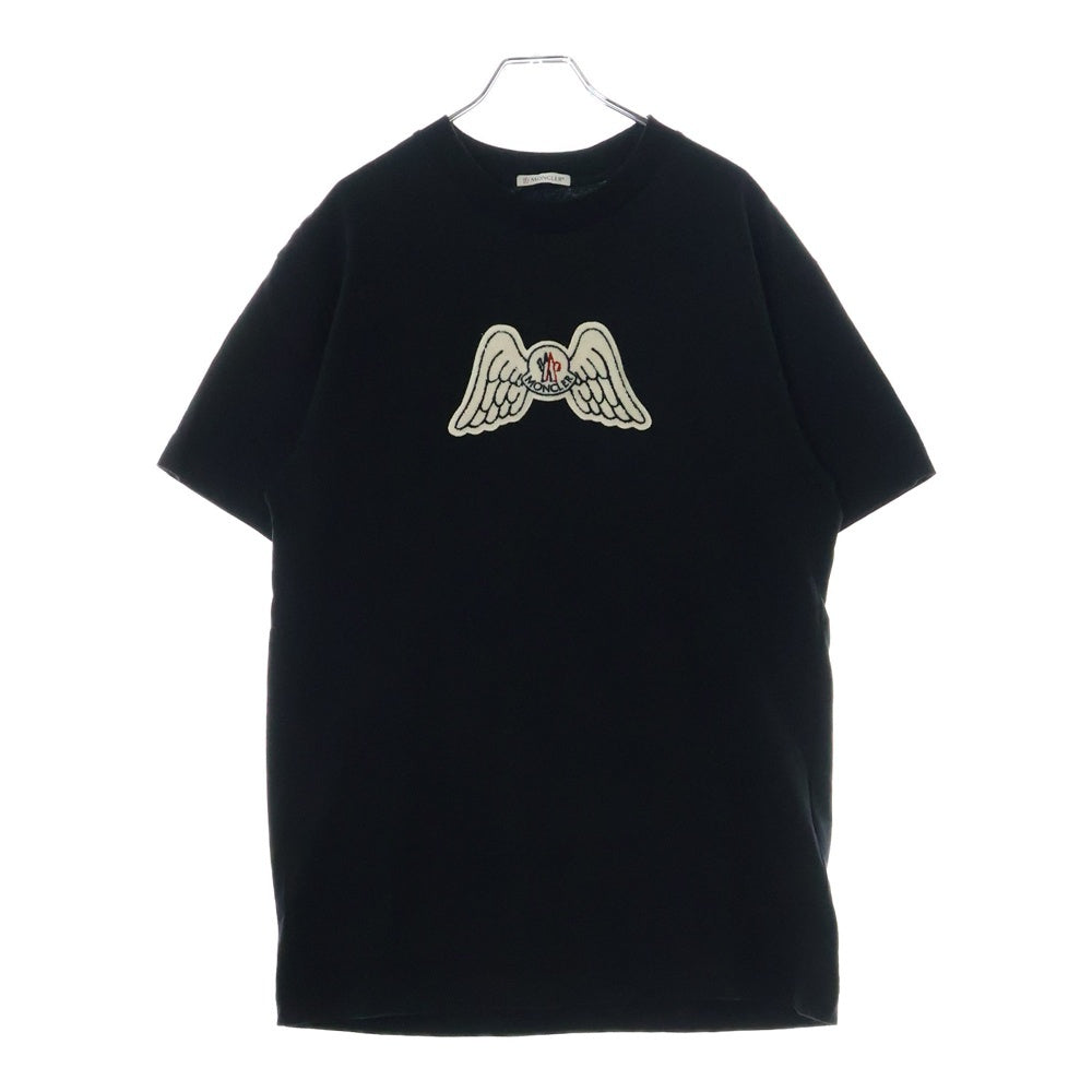 MONCLER(モンクレール) 21AW ×PALM ANGELS WING PATCH T-SHIRT パームエンジェルス ウイング パッチ クルーネック カットソー 半袖Tシャツ ブラック G209L8C00005829FK