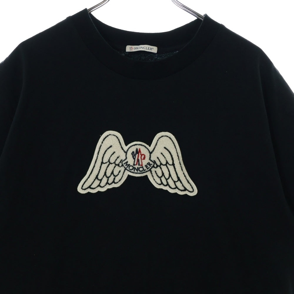 MONCLER(モンクレール) 21AW ×PALM ANGELS WING PATCH T-SHIRT パームエンジェルス ウイング パッチ クルーネック カットソー 半袖Tシャツ ブラック G209L8C00005829FK