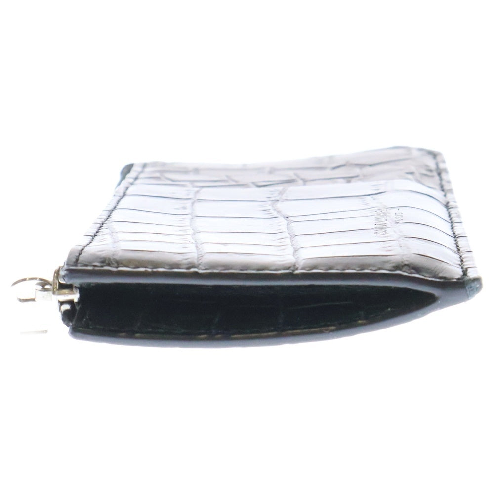 SAINT LAURENT PARIS(サンローランパリ) クロコ型押し ビルクリップ ジッパーカードケース スマートウォレット ブラック 612071