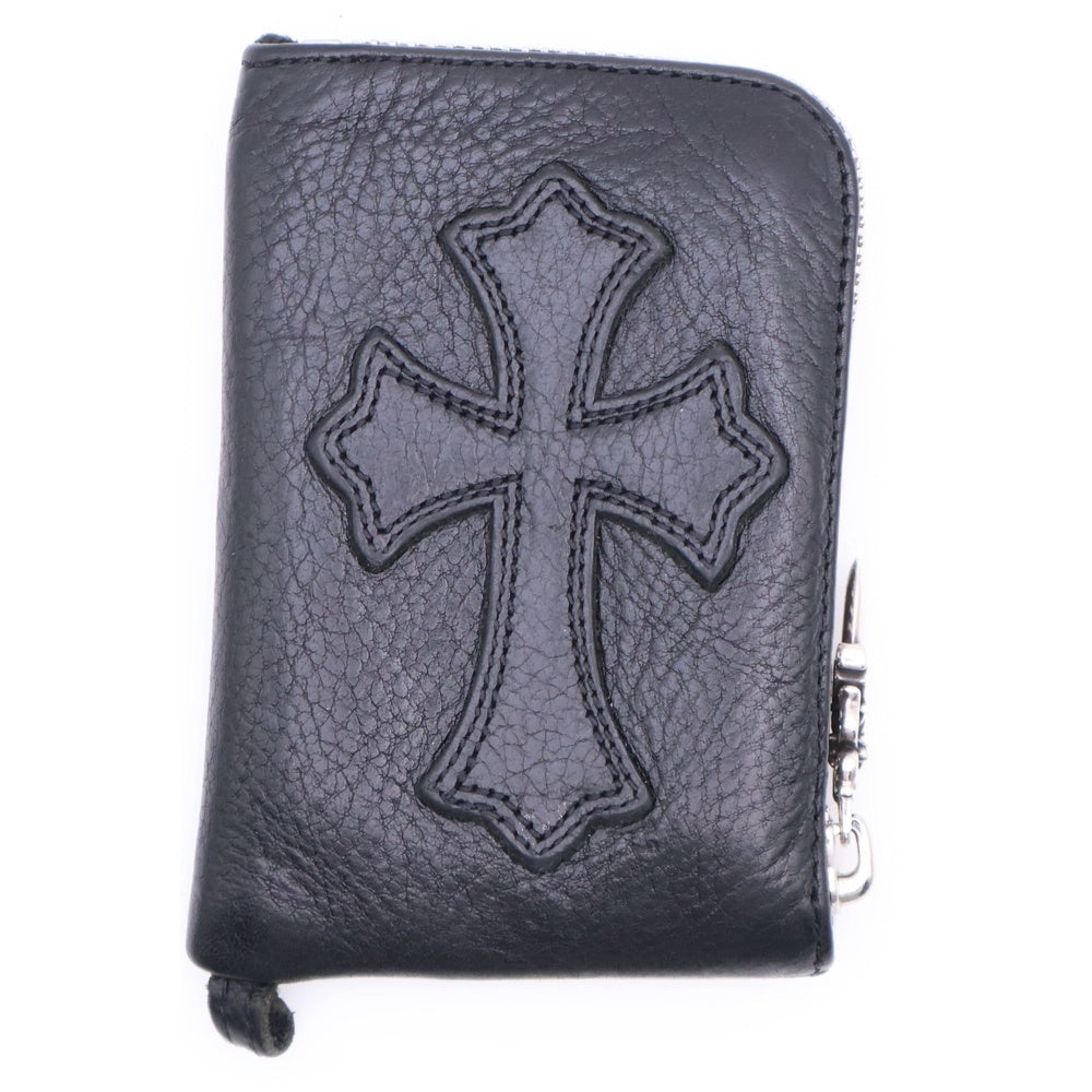 CHROME HEARTS(クロムハーツ) TINY ZIP タイニージップ クロスパッチ付き ダガージップ レザー コンパクトウォレット 財布 ブラック