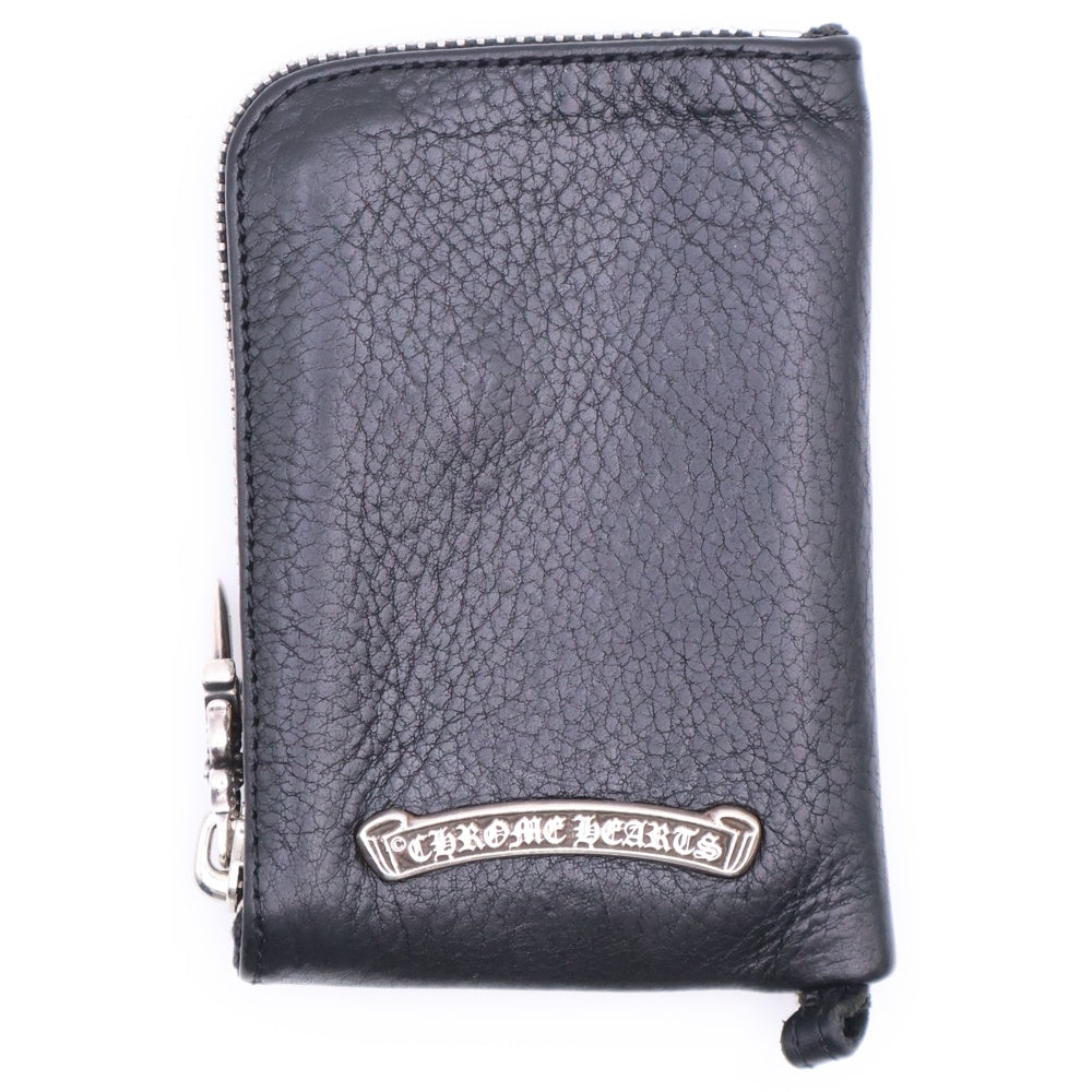 CHROME HEARTS(クロムハーツ) TINY ZIP タイニージップ クロスパッチ付き ダガージップ レザー コンパクトウォレット 財布 ブラック