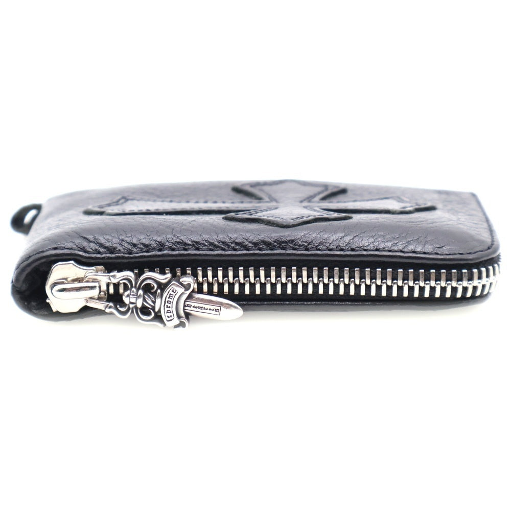CHROME HEARTS(クロムハーツ) TINY ZIP タイニージップ クロスパッチ付き ダガージップ レザー コンパクトウォレット 財布 ブラック
