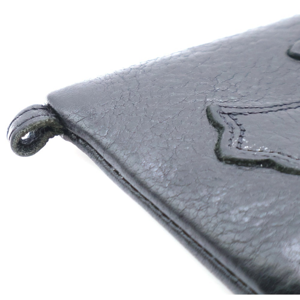 CHROME HEARTS(クロムハーツ) TINY ZIP タイニージップ クロスパッチ付き ダガージップ レザー コンパクトウォレット 財布 ブラック