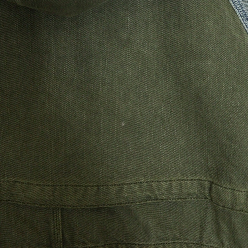 DIESEL(ディーゼル) ラグラン 切り替え ダブルフラップポケット フーデット デニム モッズコート ブルー/インディゴ