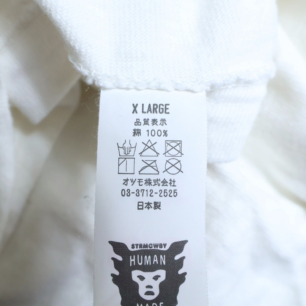 HUMAN MADE(ヒューマンメイド) HEART BUDGE T-SHIRT 胸ハートロゴワッペン刺繍Tシャツ 半袖クルーネックカットソー ホワイト