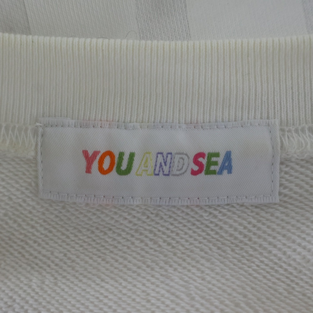 WIND AND SEA(ウィンダンシー) YOU AND SEA 両面ロゴプリント クルーネックスウェットトレーナー ホワイト