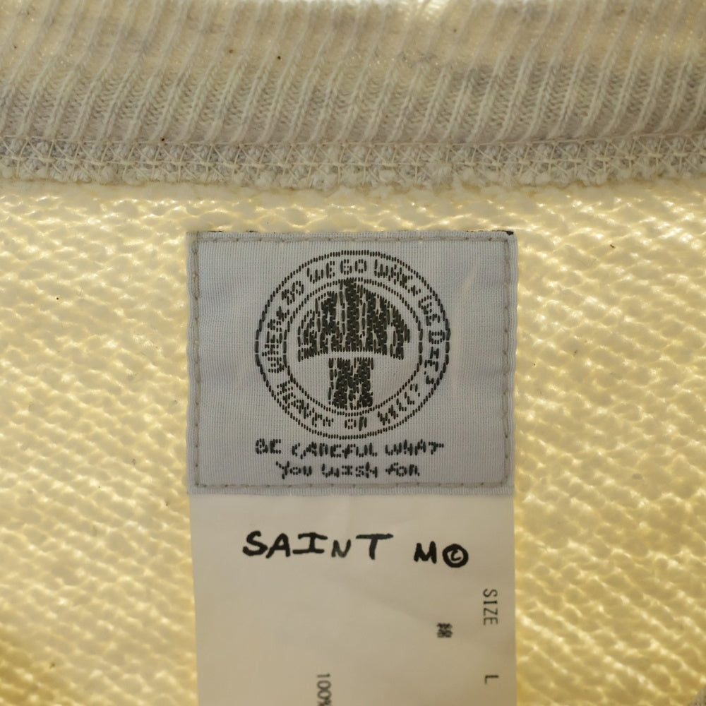 SAINT MICHAEL(セントマイケル) 21SS RAGLAN SWEAT SHIRT MICHAEL ヴィンテージ加工 ミカエル ラグランスウェットトレーナー グレー SM-S21-0000-024