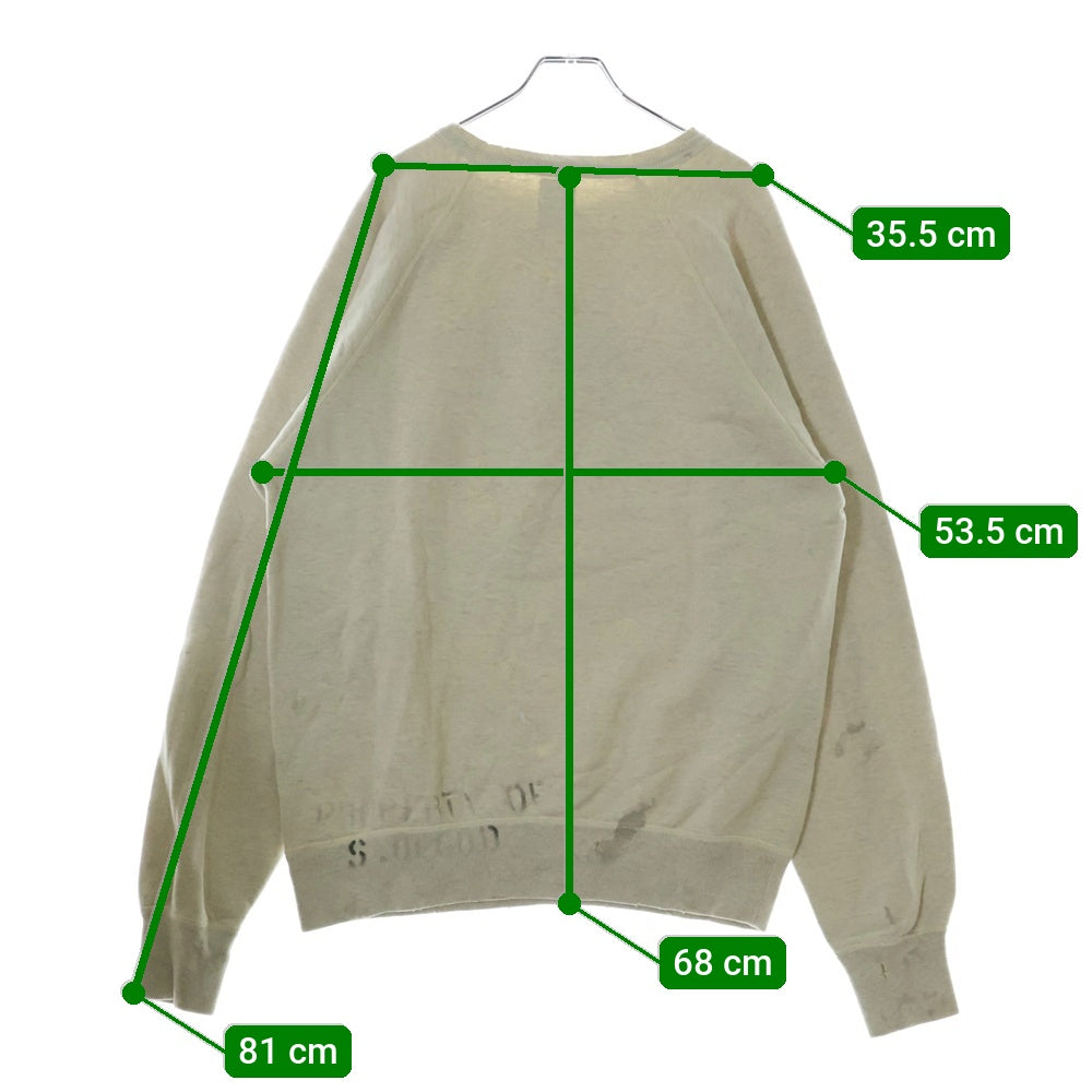 SAINT MICHAEL(セントマイケル) 21SS RAGLAN SWEAT SHIRT MICHAEL ヴィンテージ加工 ミカエル ラグランスウェットトレーナー グレー SM-S21-0000-024