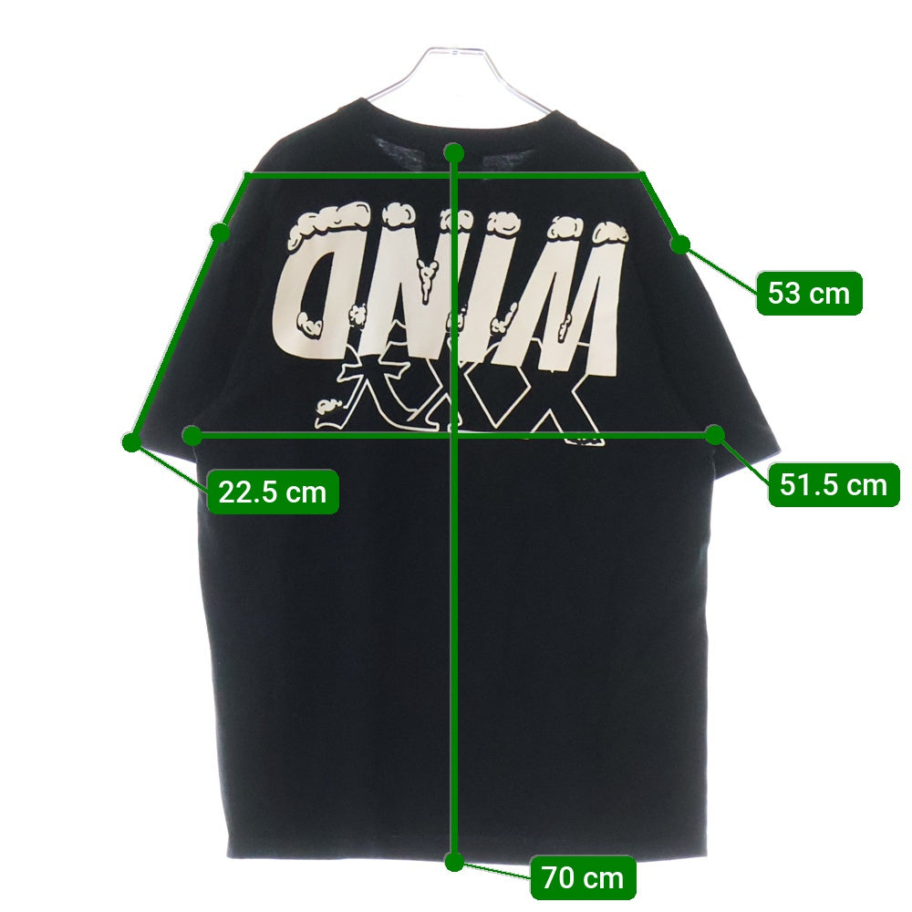 GOD SELECTION XXX(ゴッドセレクショントリプルエックス) ×WIND AND SEA ウィンダンシー ロゴプリントTシャツ 半袖クルーネックカットソー ブラック GX-A22-WSST-02