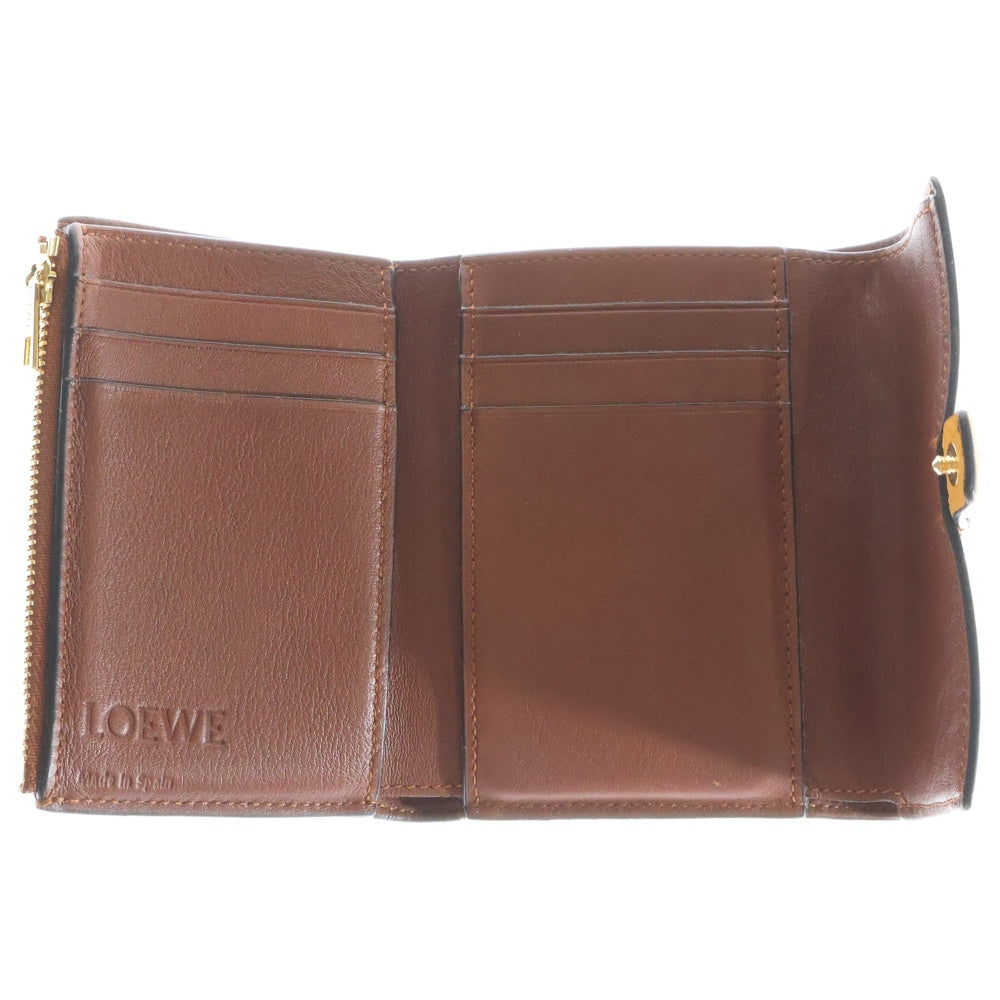 LOEWE(ロエベ) バーティカル レザーウォレット スモール 三つ折り財布 ソフトグレインカーフ ブラウン レディース 262039 C660S86X01