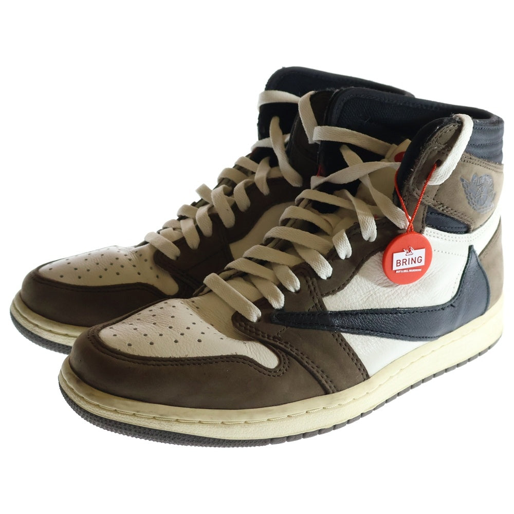 NIKE(ナイキ) ×TRAVIS SCOTT AIR JORDAN 1 RETRO HIGH OG TS SP トラヴィススコット エアジョーダン1 レトロ ハイ ハイカットスニーカー ブラウン US9.5/27.5cm CD4487-100