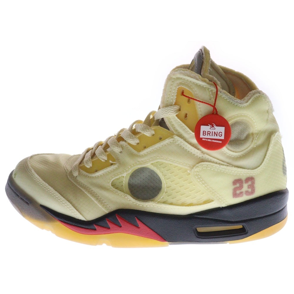 NIKE(ナイキ) ×OFF-WHITE AIR JORDAN 5 RETRO SP SAIL オフホワイト エアジョーダン5 レトロ セイル ハイカットスニーカー アイボリー US10/28cm DH8565-100