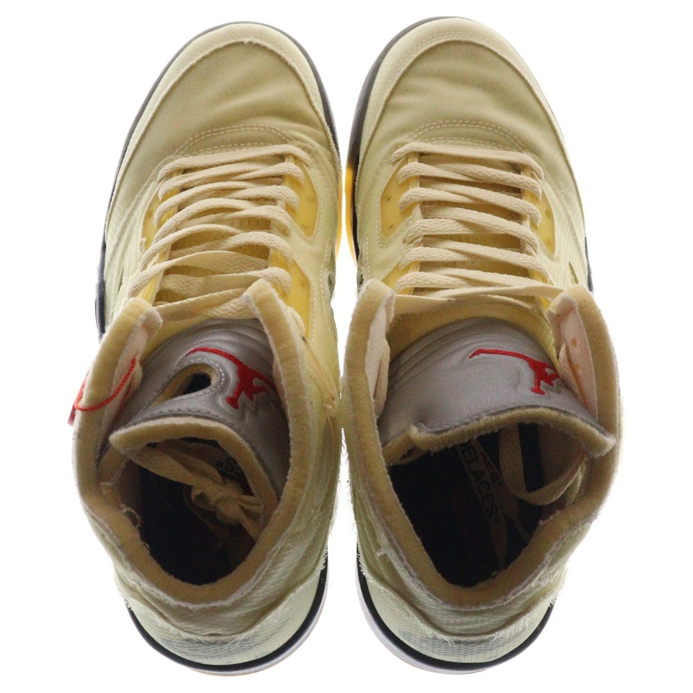 NIKE(ナイキ) ×OFF-WHITE AIR JORDAN 5 RETRO SP SAIL オフホワイト エアジョーダン5 レトロ セイル ハイカットスニーカー アイボリー US10/28cm DH8565-100