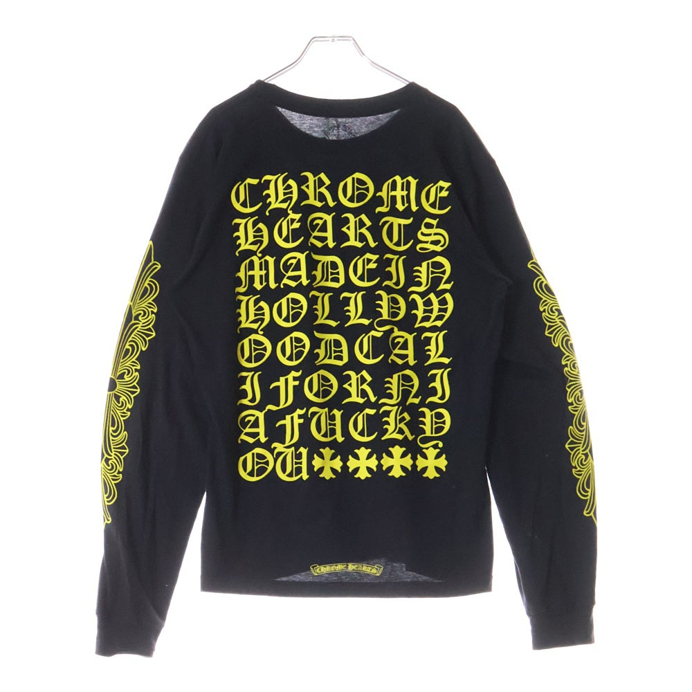 CHROME HEARTS(クロムハーツ) ホースシュー フローラル コットン 両面プリント ロングスリーブ Tシャツ カットソー ブラック/イエロー