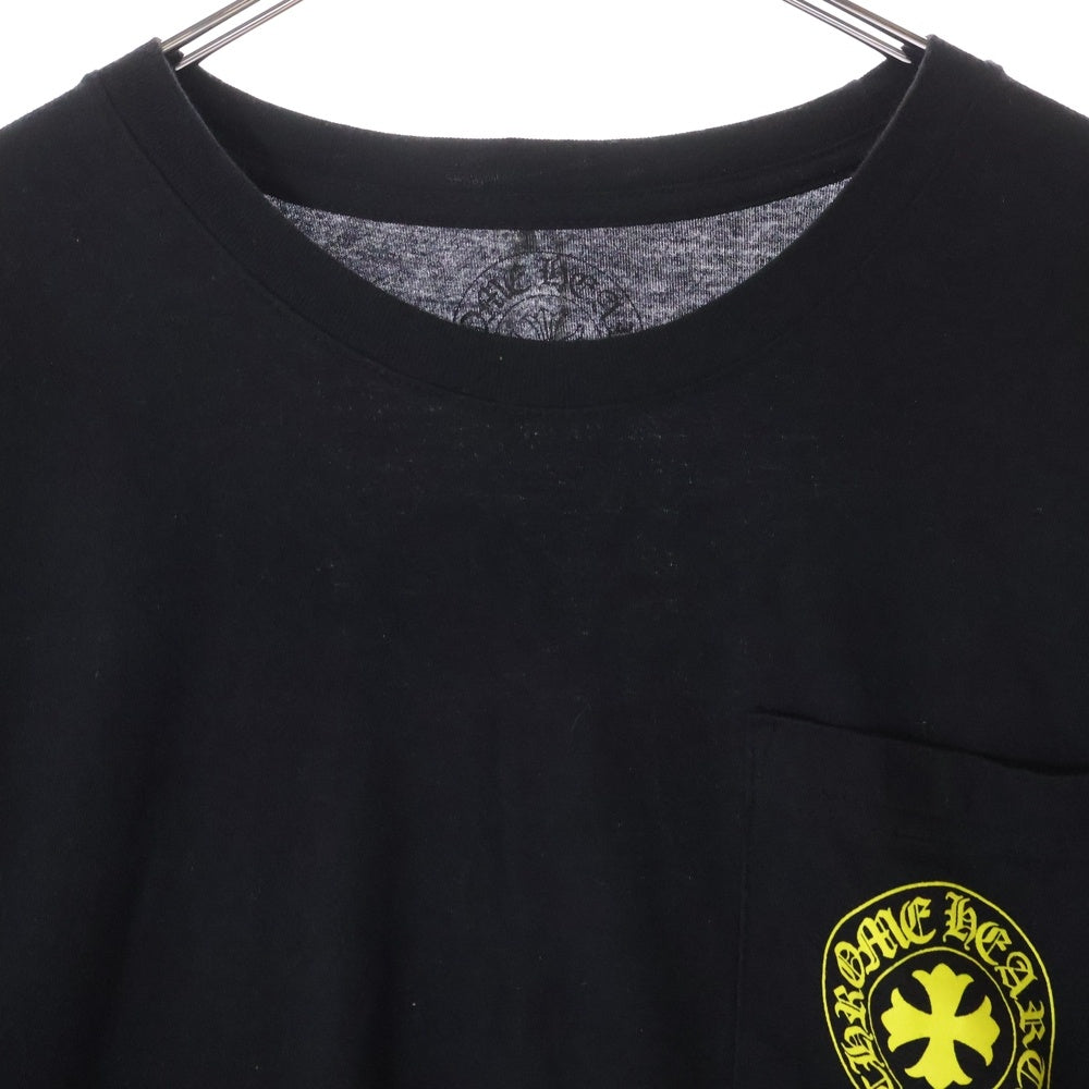 CHROME HEARTS(クロムハーツ) ホースシュー フローラル コットン 両面プリント ロングスリーブ Tシャツ カットソー ブラック/イエロー