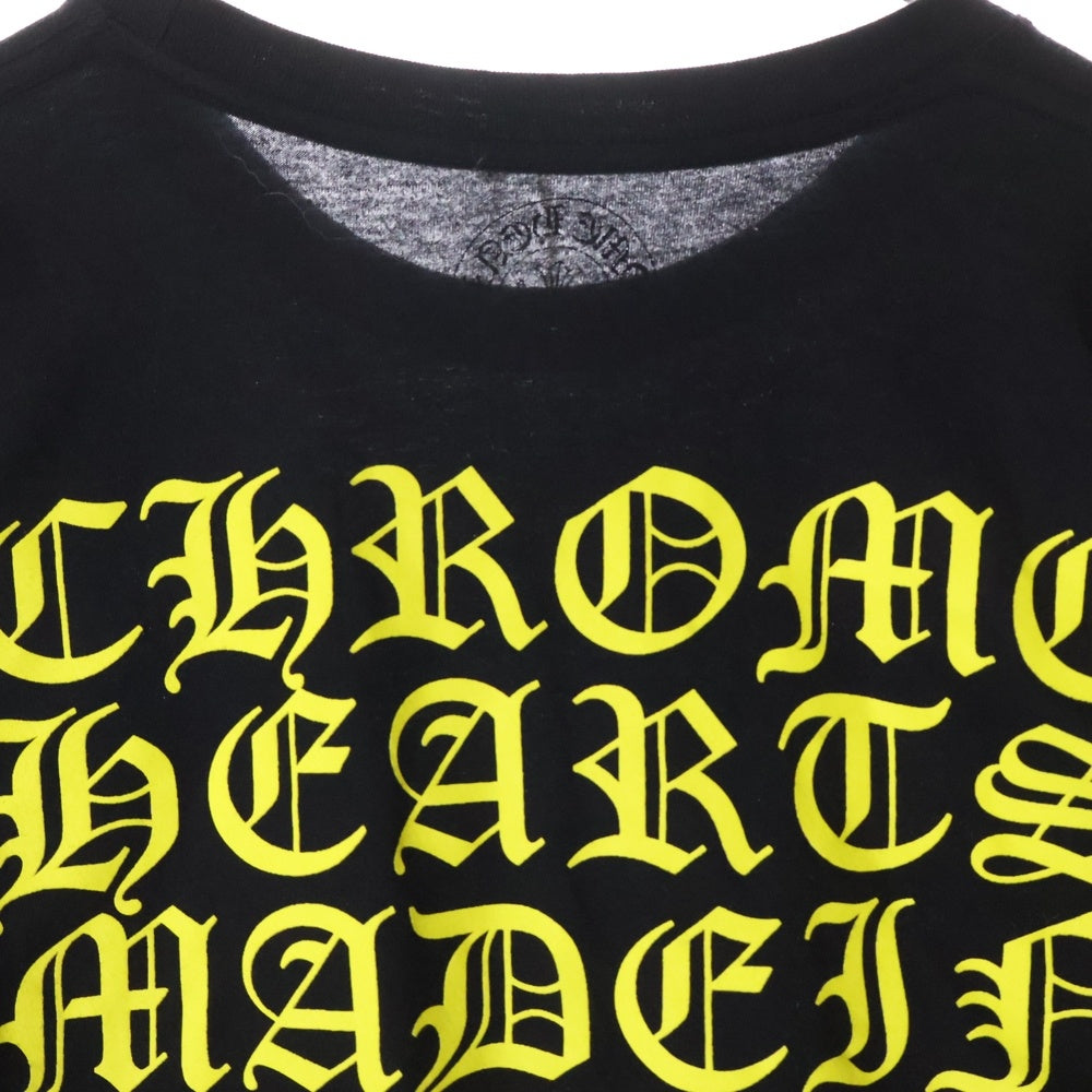 CHROME HEARTS(クロムハーツ) ホースシュー フローラル コットン 両面プリント ロングスリーブ Tシャツ カットソー ブラック/イエロー