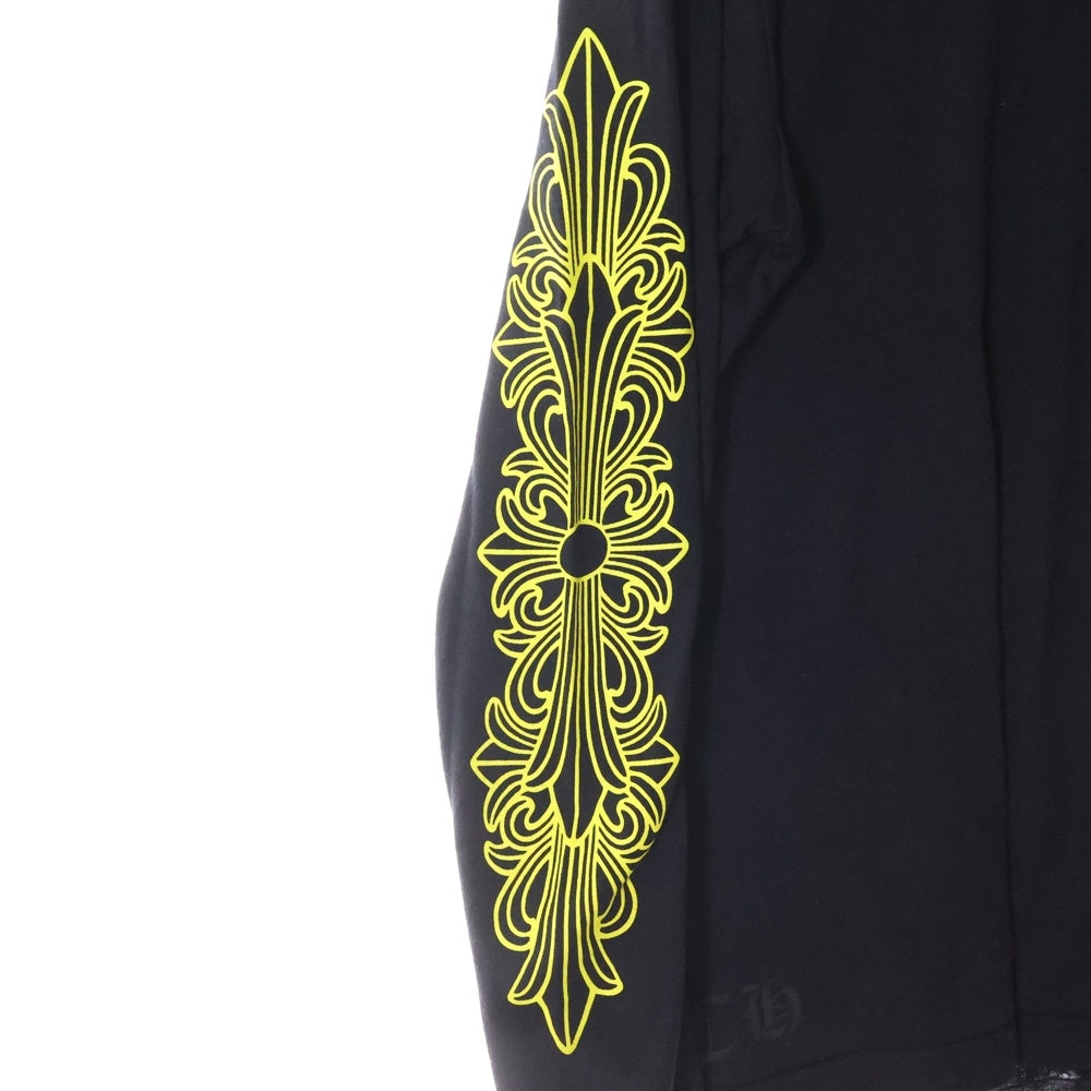 CHROME HEARTS(クロムハーツ) ホースシュー フローラル コットン 両面プリント ロングスリーブ Tシャツ カットソー ブラック/イエロー