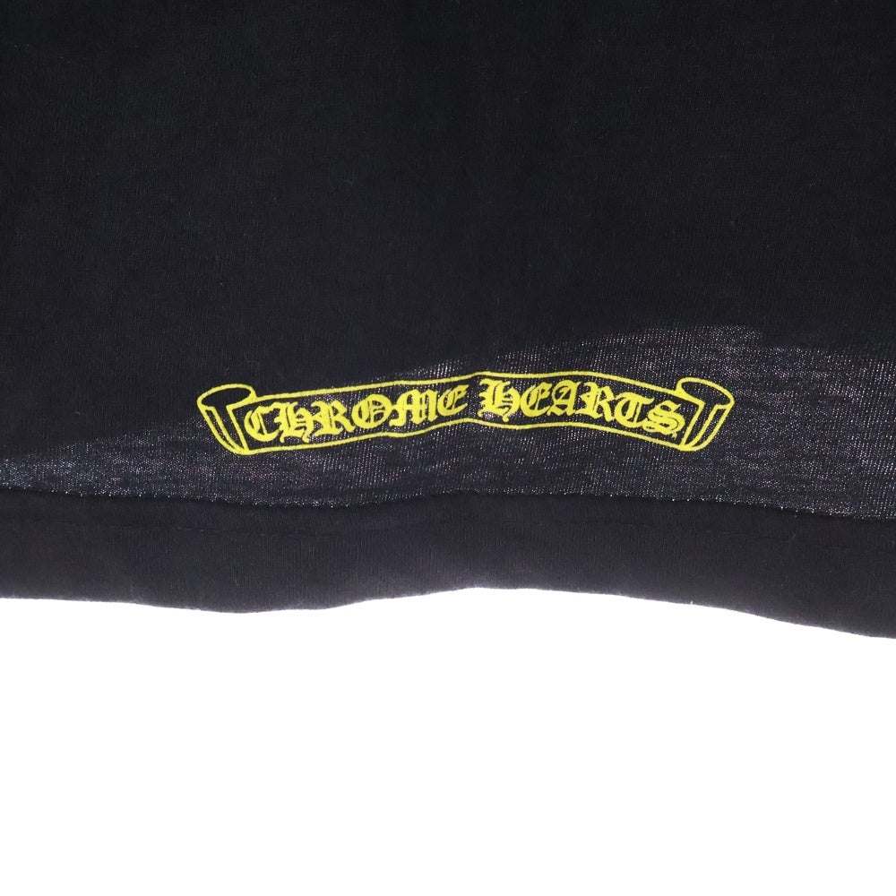CHROME HEARTS(クロムハーツ) ホースシュー フローラル コットン 両面プリント ロングスリーブ Tシャツ カットソー ブラック/イエロー