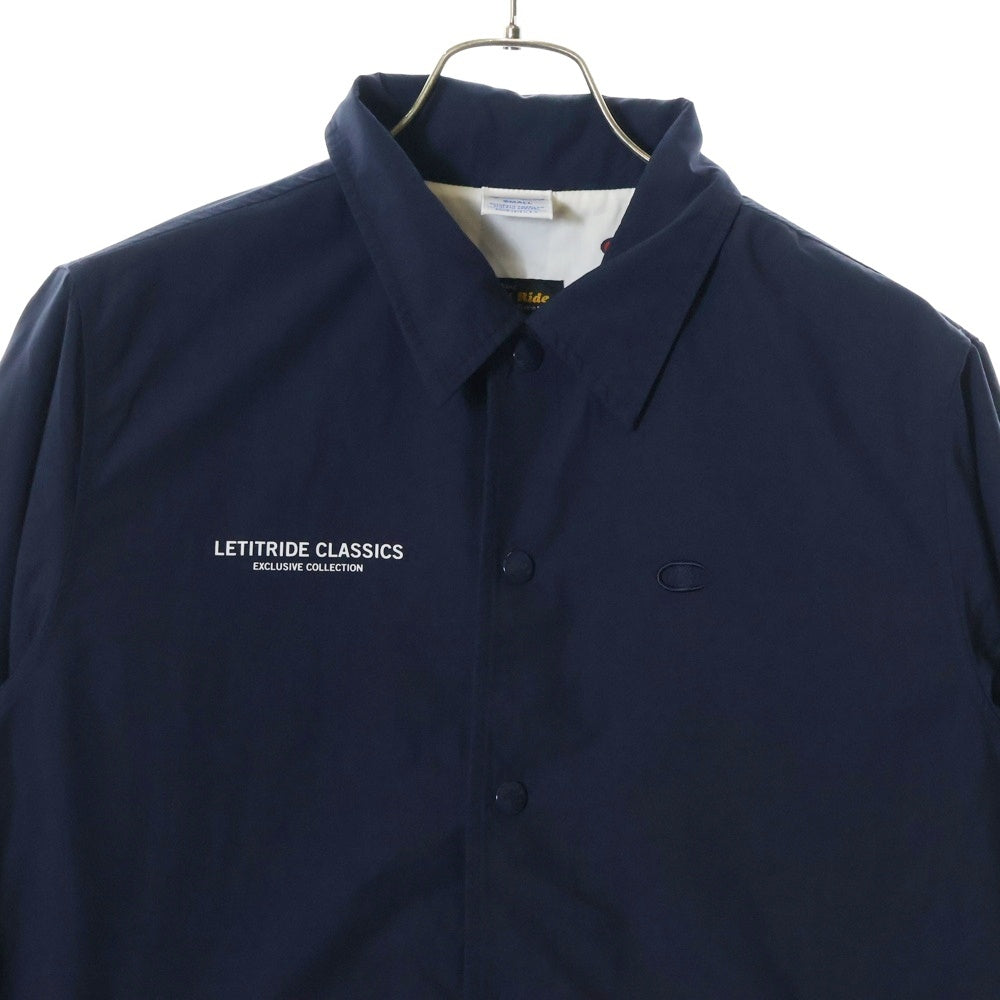 CHAMPION(チャンピオン) ×Let It Ride レットイットライド スナップボタン バックプリント コーチジャケット ネイビー C8-M613
