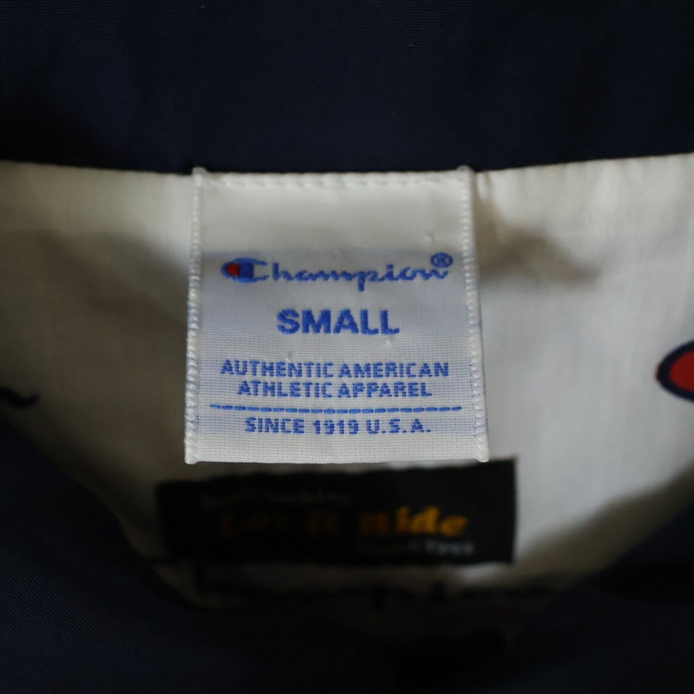 CHAMPION(チャンピオン) ×Let It Ride レットイットライド スナップボタン バックプリント コーチジャケット ネイビー C8-M613