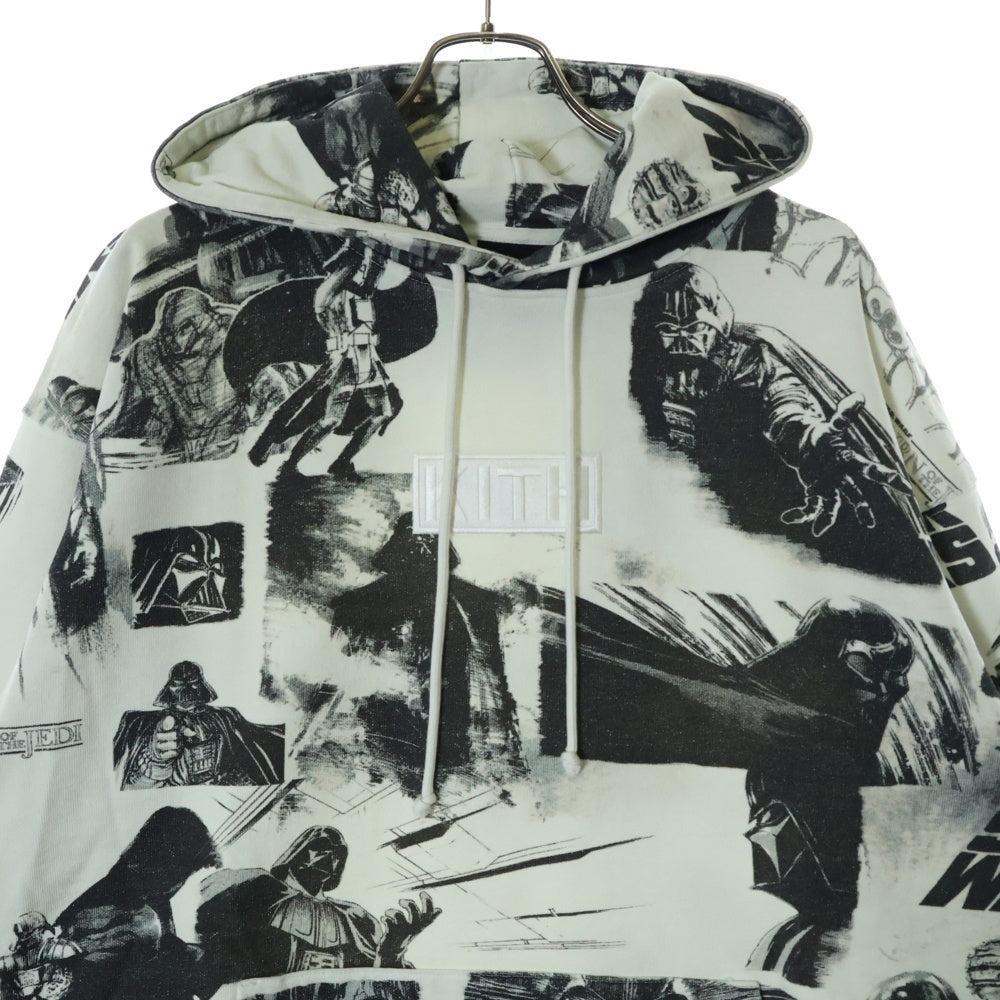 KITH(キス) 23SS ×STAR WARS DARTH VADER ILLUSTRATION HOODIE スターウォーズ ダースベイダー イラストレーション プルオーバー スウェット パーカー ホワイト KHM031047