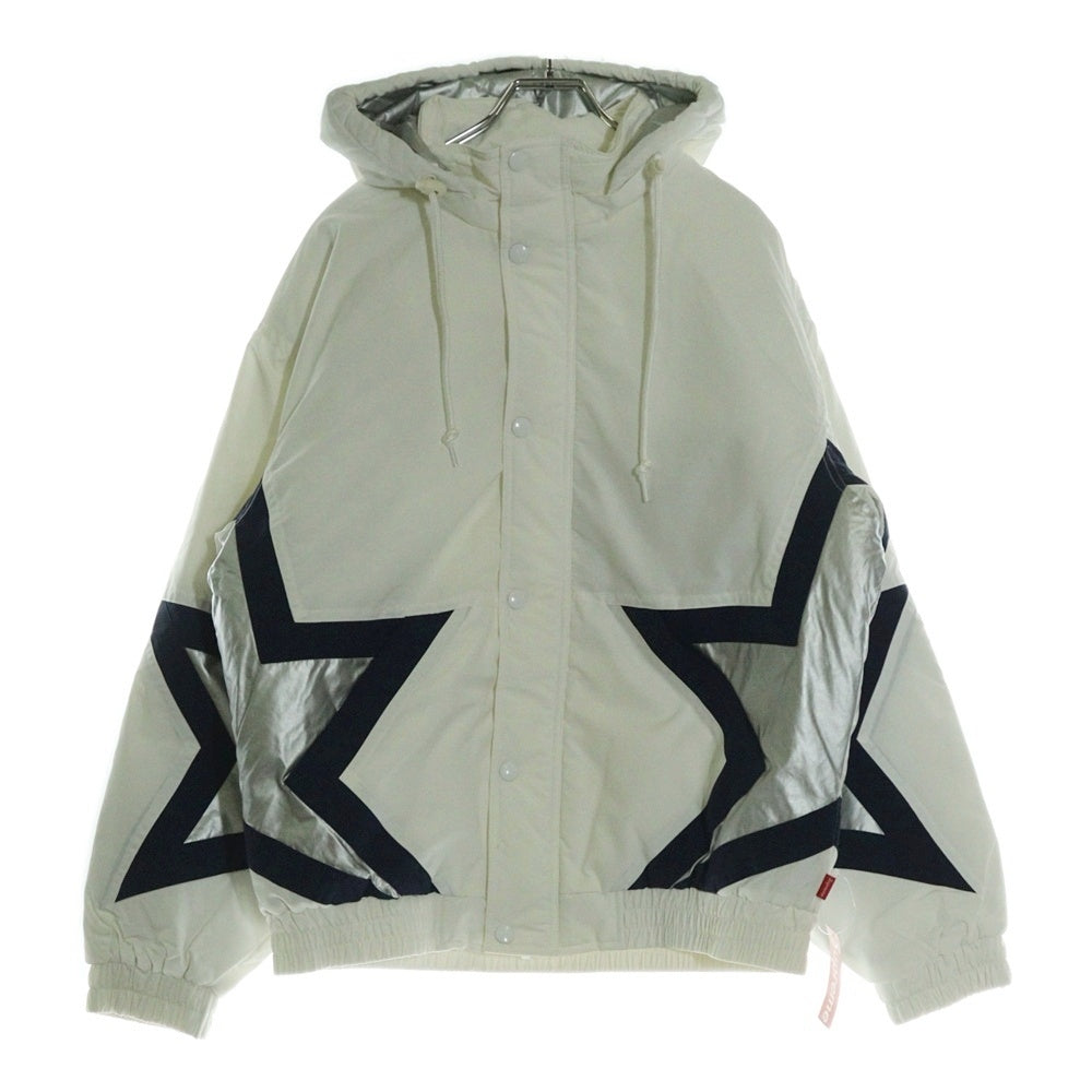 SUPREME(シュプリーム) 19SS Stars Puffy Jacket バックロゴ刺繍 スターズ パフィー ジップアップフーデッドジャケット ホワイト/シルバー/ブルー