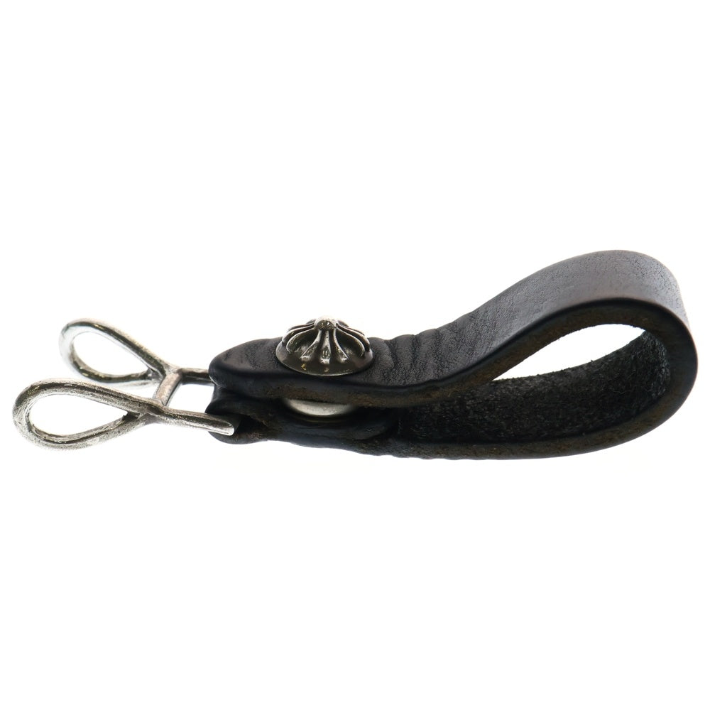 CHROME HEARTS(クロムハーツ) BELT LOOP クロスボールボタン レザーベルトループ シルバー/ブラック BCA397