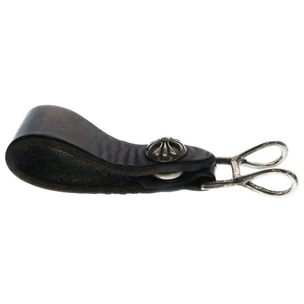 CHROME HEARTS(クロムハーツ) BELT LOOP クロスボールボタン レザーベルトループ シルバー/ブラック BCA397