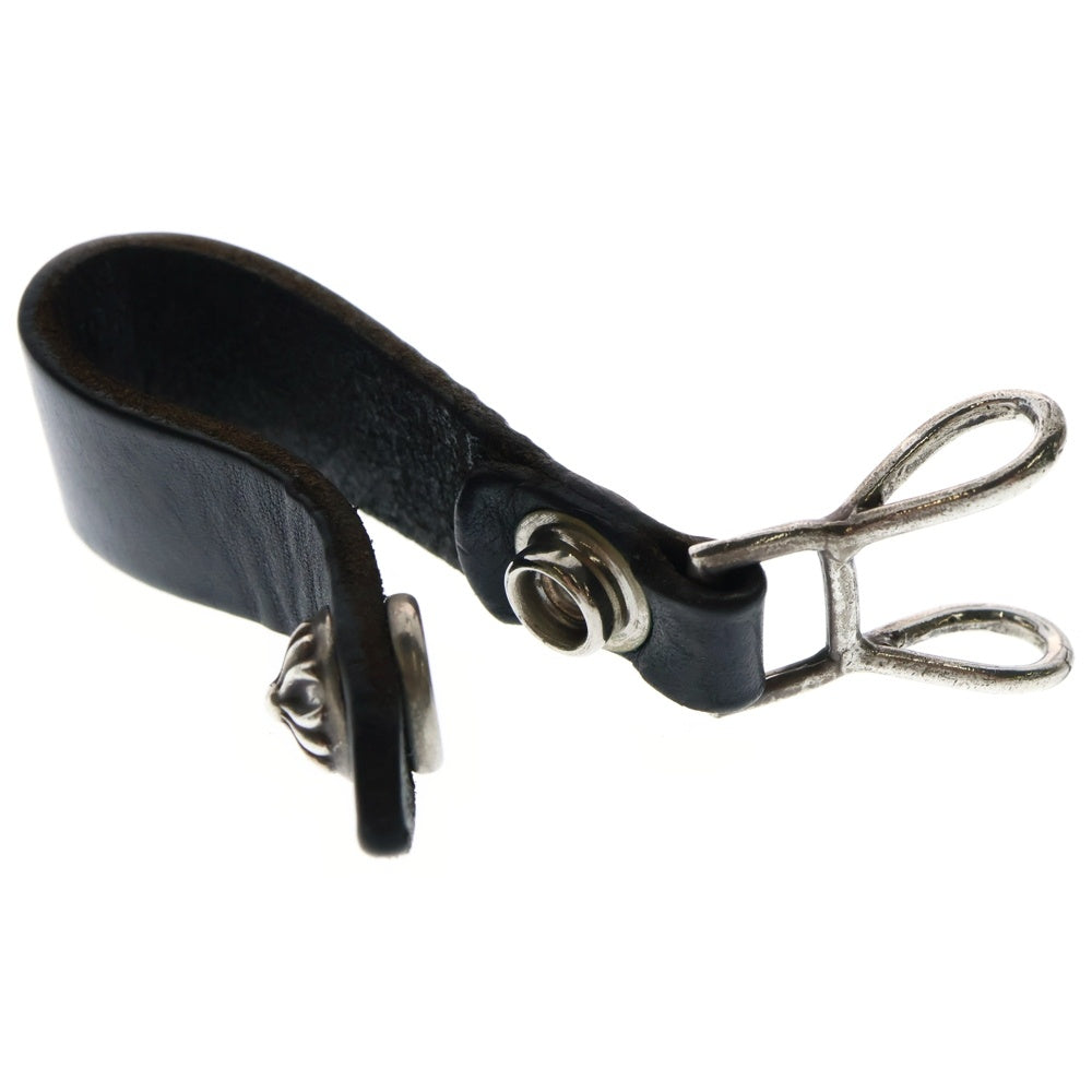 CHROME HEARTS(クロムハーツ) BELT LOOP クロスボールボタン レザーベルトループ シルバー/ブラック BCA397