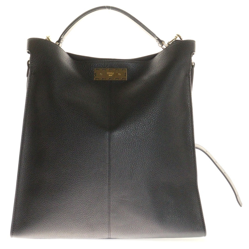 FENDI(フェンディ) ピーカブー エックスライトフィット 2Way レザー ショルダー トートバッグ ゴールド金具 ブラック 7VA447