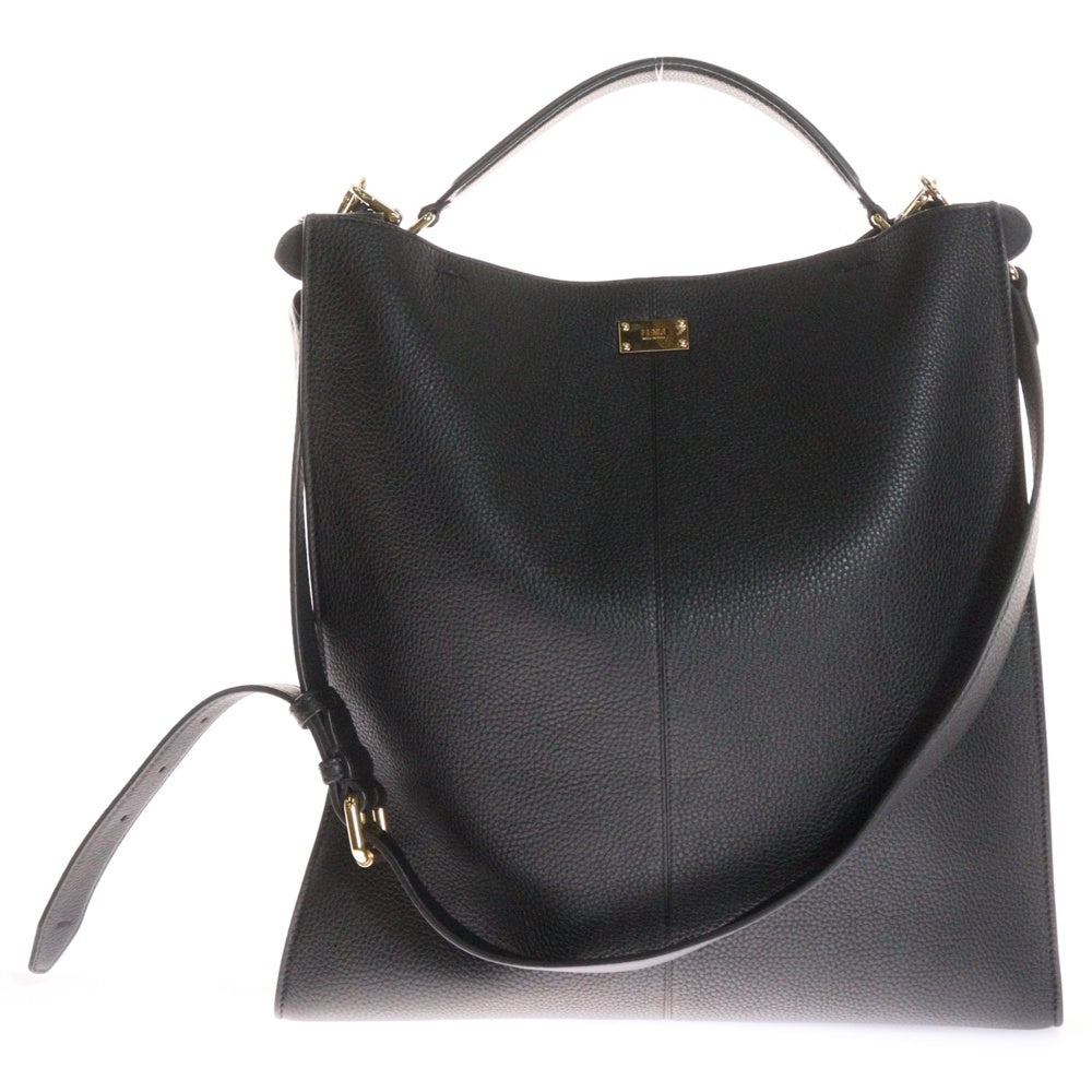 FENDI(フェンディ) ピーカブー エックスライトフィット 2Way レザー ショルダー トートバッグ ゴールド金具 ブラック 7VA447