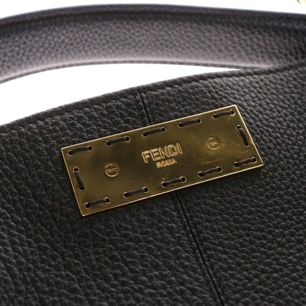 FENDI(フェンディ) ピーカブー エックスライトフィット 2Way レザー ショルダー トートバッグ ゴールド金具 ブラック 7VA447