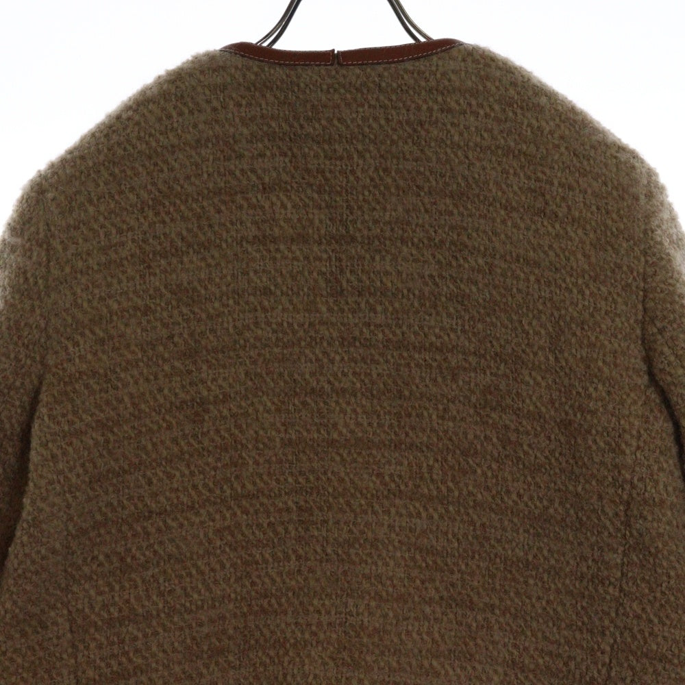 CELINE(セリーヌ) モヘア混 金ボタン ノーカラー シャスールジャケット レディース ライトブラウン 2V42J576R