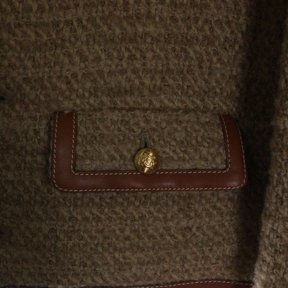 CELINE(セリーヌ) モヘア混 金ボタン ノーカラー シャスールジャケット レディース ライトブラウン 2V42J576R