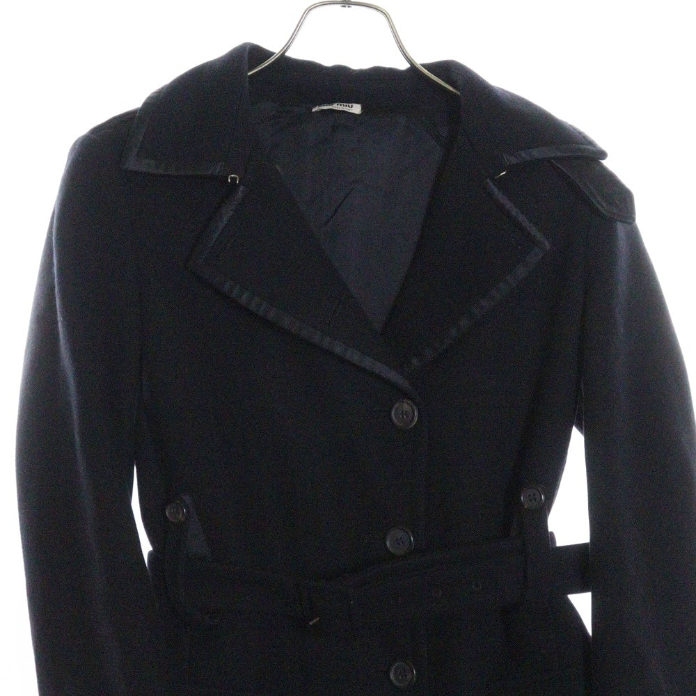 miumiu(ミュウミュウ) 06AW Wool Piping Trench Coat ウール パイピング トレンチコート レディース ネイビー