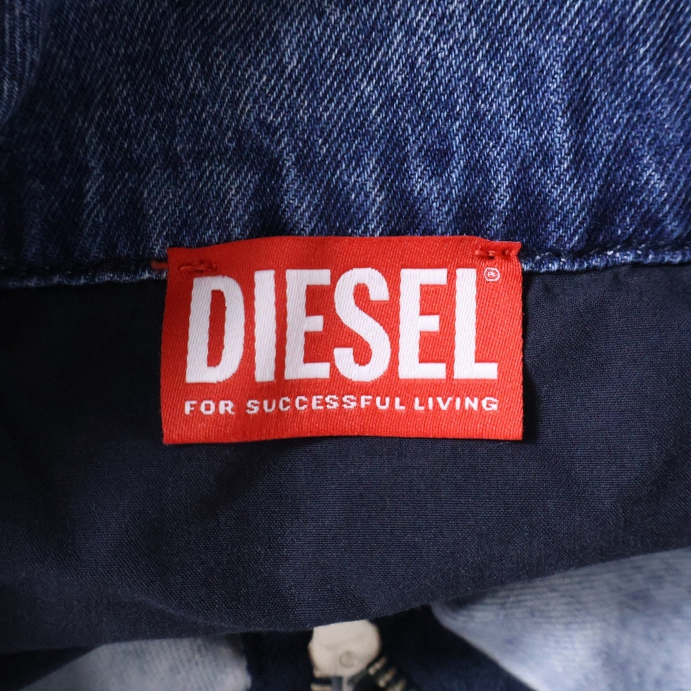 DIESEL(ディーゼル) D-KRAP-S1 クラップ ダブルジップ バックロゴ デニム ボンバージャケット インディゴ A14339